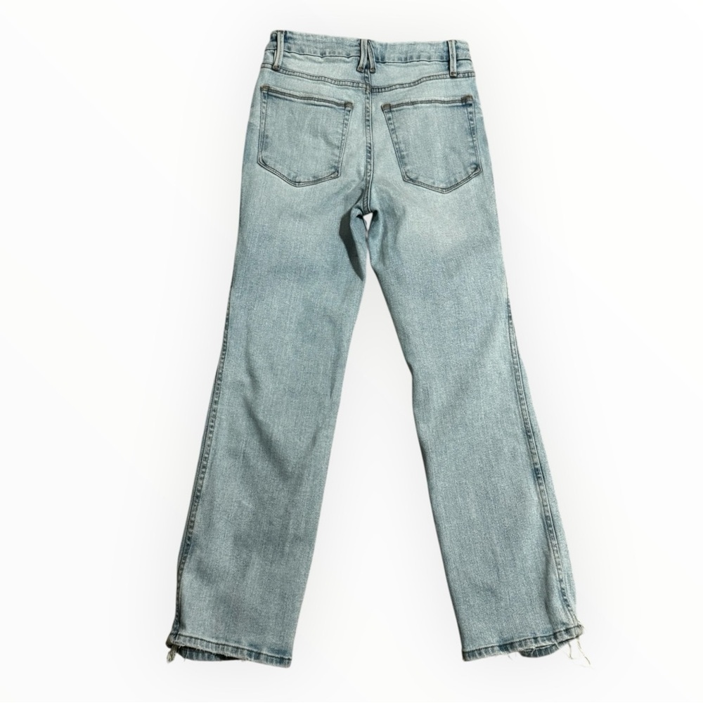 GOOD AMERICAN Good Curve Straight Leg Distressed Blue Jeans Denim 4 27 Ankle - Picture 4 of 9